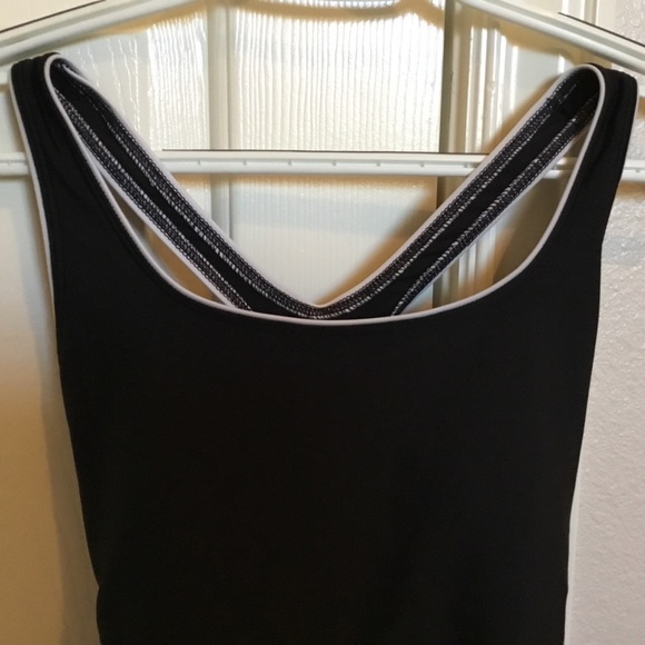 Speedo Ultraback one piece black with white piping swimsuit - Picture 5 of 12